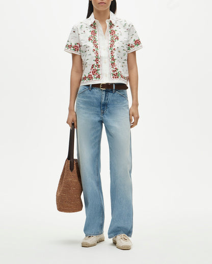 Button-down shirt in map print