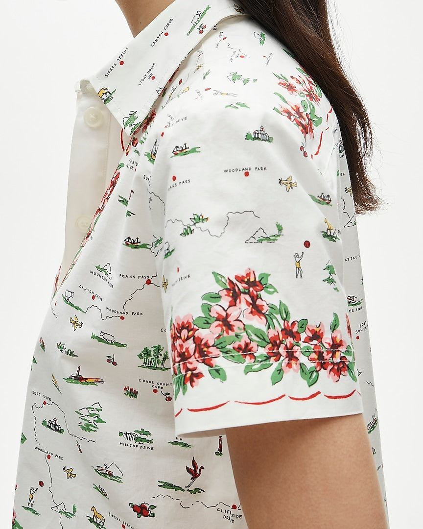 Button-down shirt in map print