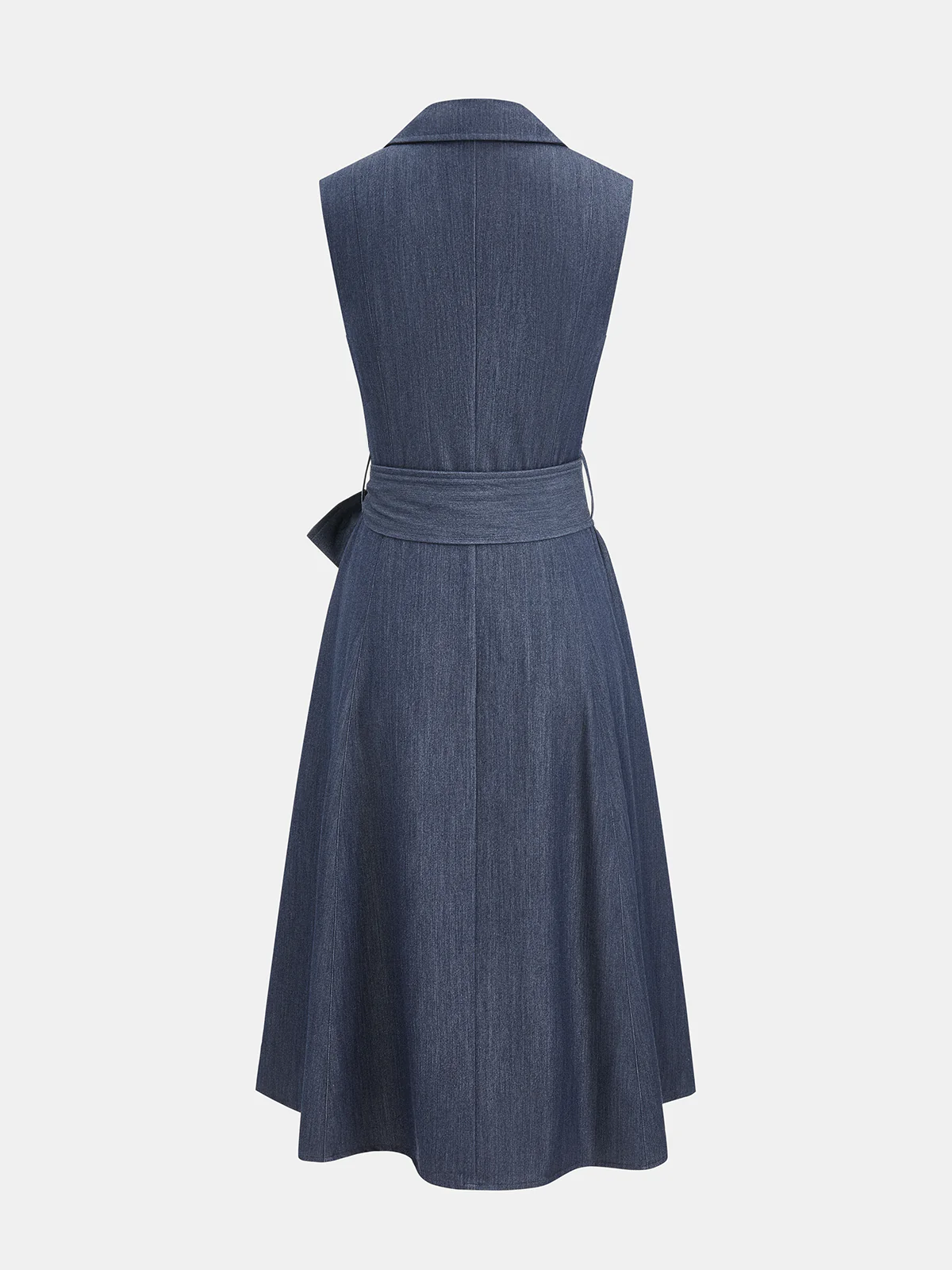 Sleeveless Collared Belted Midi Dress