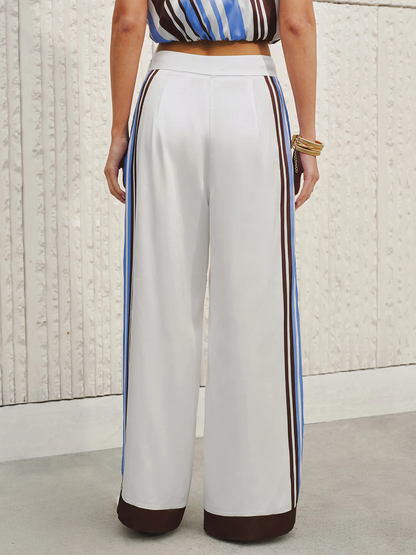 Linen Blend Vest & Wide-Leg Pants Set