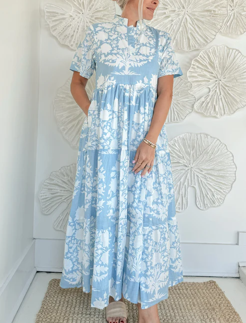 The Carson Block Print Maxi Dress