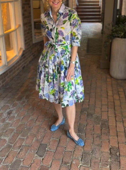 Hydrangea-Print Dress