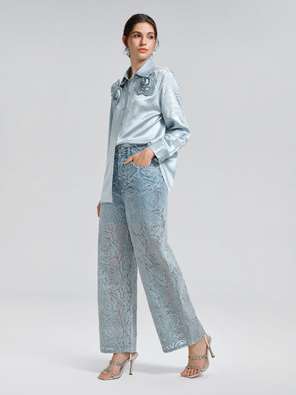 Gradient Rose Burnout Jeans