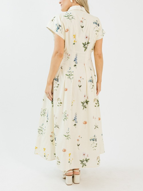 Pleated Floral Midi Dress