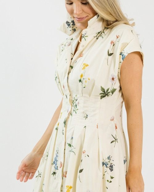 Pleated Floral Midi Dress