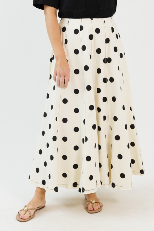 Twill Polka Dot Maxi Skirt