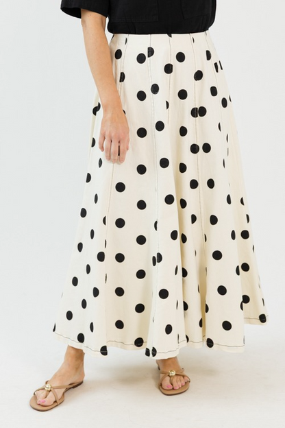 Twill Polka Dot Maxi Skirt