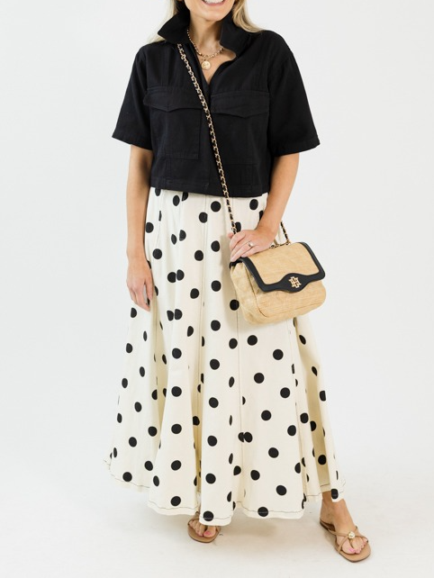 Twill Polka Dot Maxi Skirt