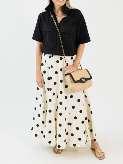 Twill Polka Dot Maxi Skirt