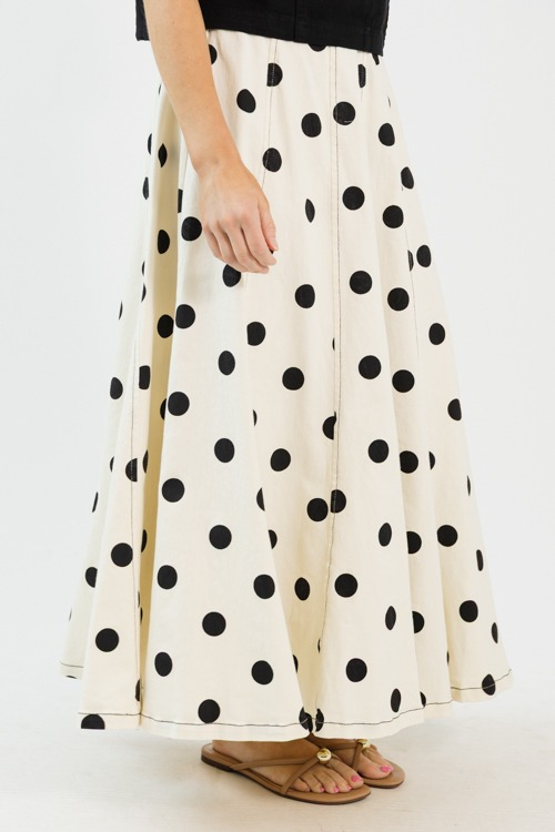 Twill Polka Dot Maxi Skirt