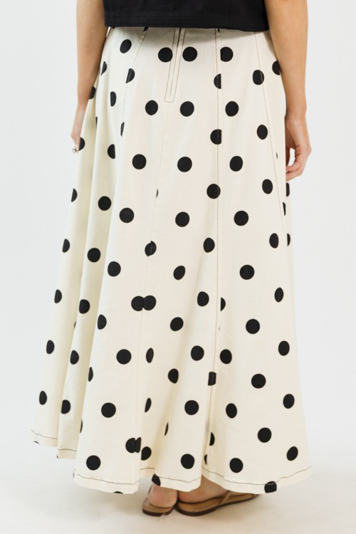 Twill Polka Dot Maxi Skirt