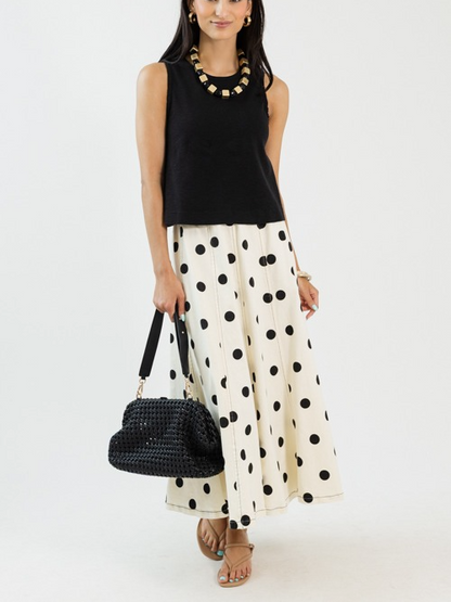Twill Polka Dot Maxi Skirt
