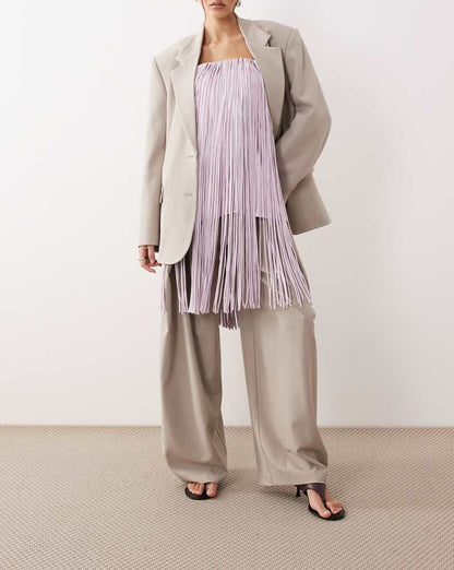 Fringed bandeau top in lilac