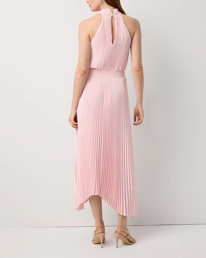 Pleated Midi Halter Dress