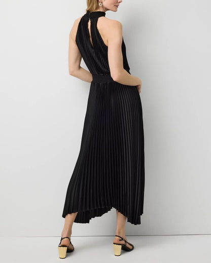 Pleated Midi Halter Dress