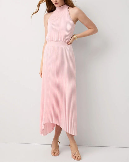 Pleated Midi Halter Dress