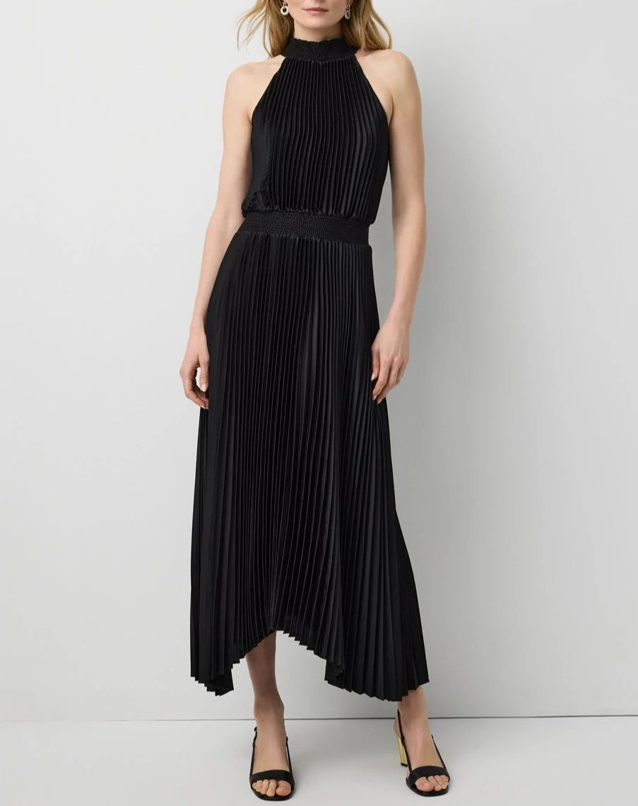 Pleated Midi Halter Dress