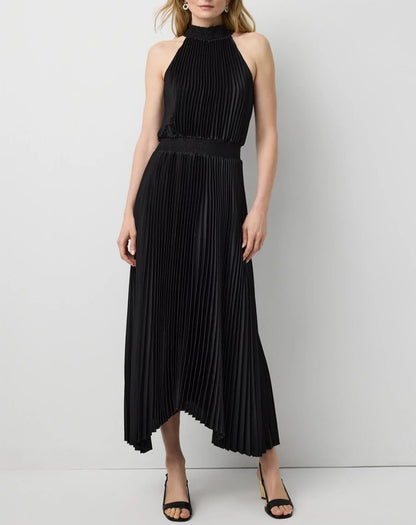 Pleated Midi Halter Dress