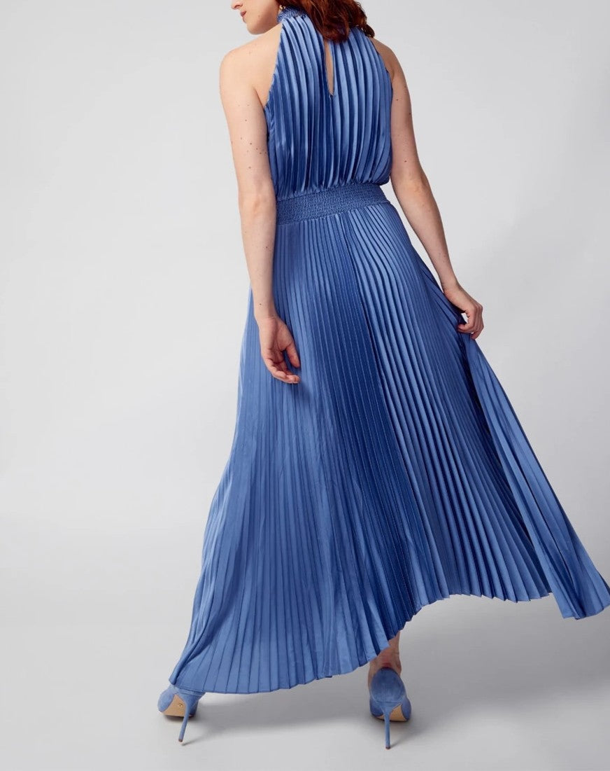Pleated Midi Halter Dress