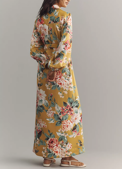 Silky Print Maxi Shirt Dress