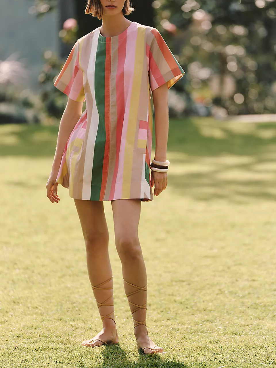Short-Sleeve Swing Mini Dress