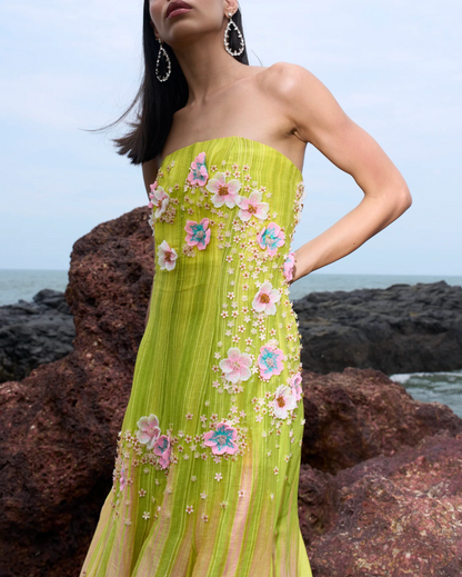 Sunset Glow Ombre Embroidered Gown