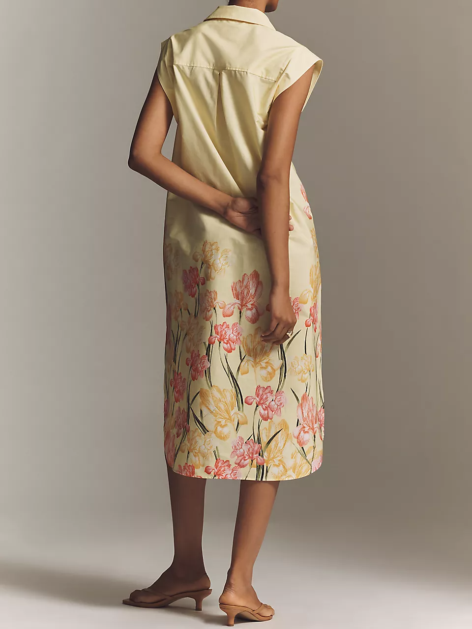 Button-Front Midi Dress