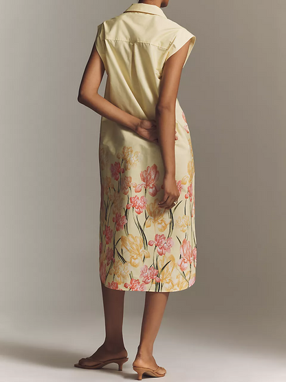 Button-Front Midi Dress