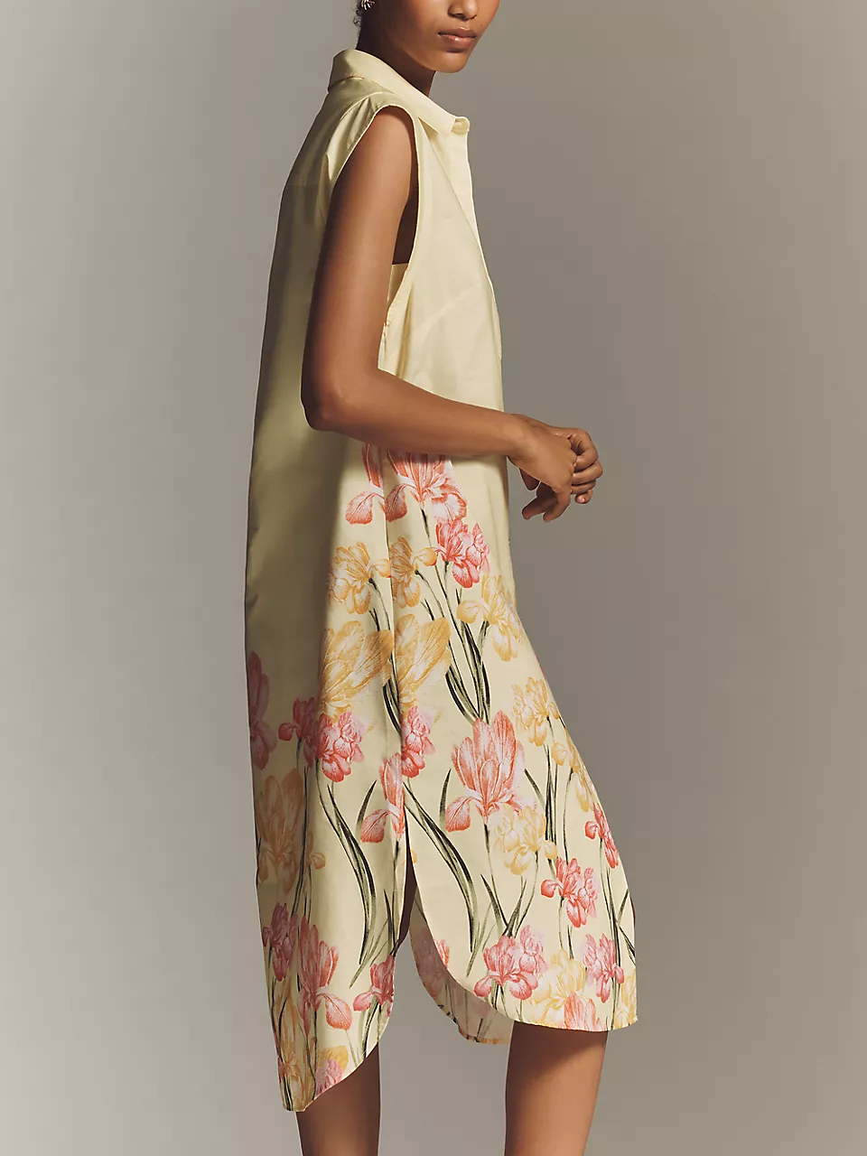 Button-Front Midi Dress