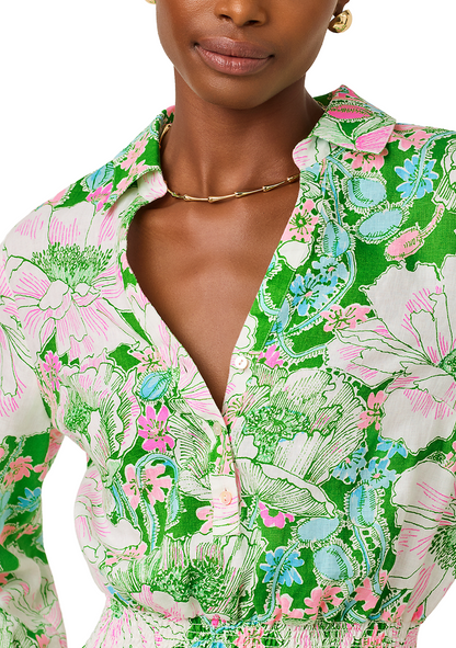 Linen Print Shirtdress