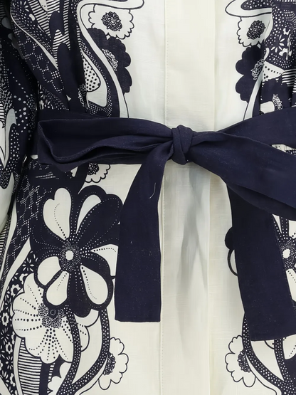 Floral-print puff-sleeve mini dress