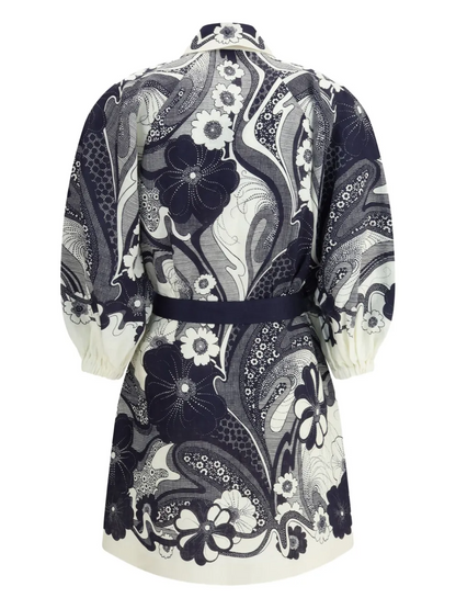 Floral-print puff-sleeve mini dress