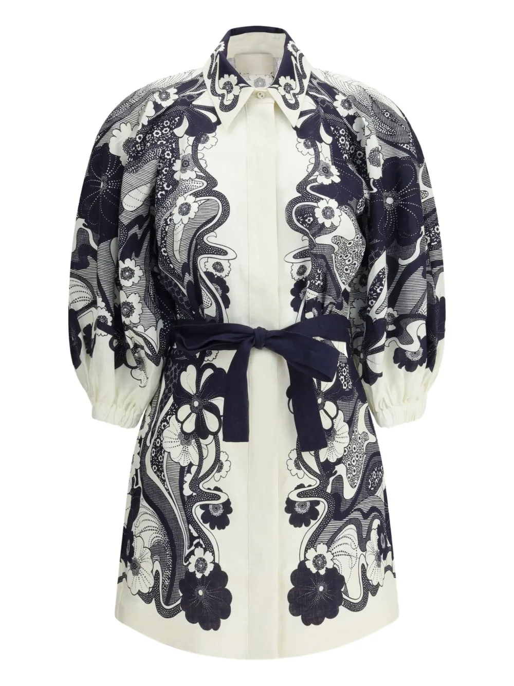 Floral-print puff-sleeve mini dress