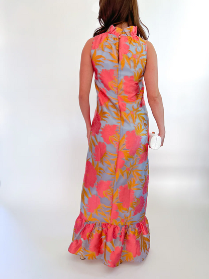 Lace-collar printed dress