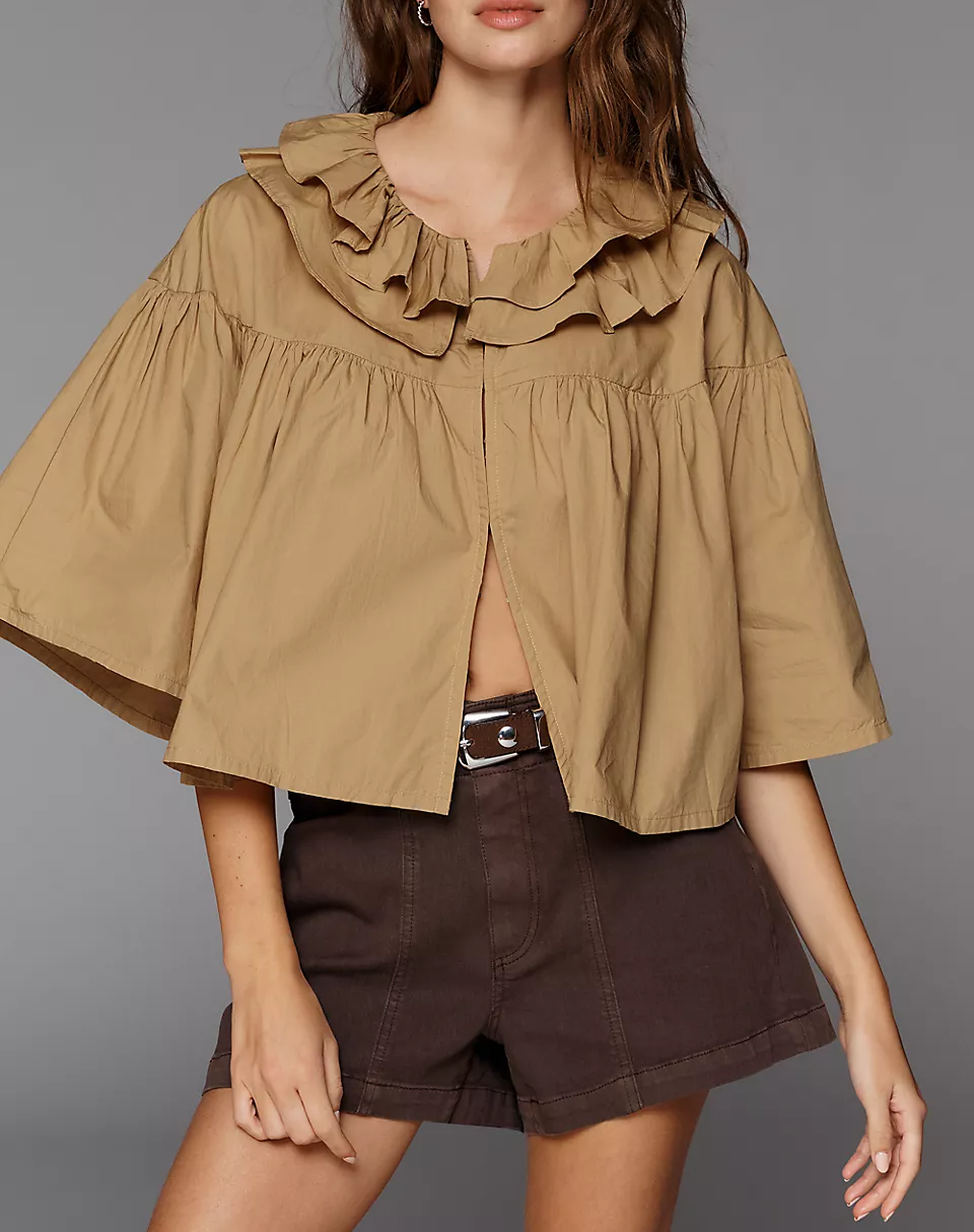 Ruffle Collar Swing Top