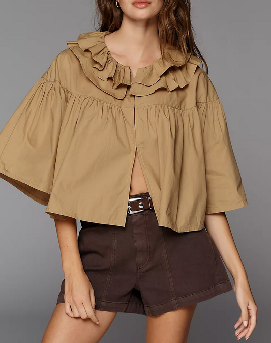 Ruffle Collar Swing Top