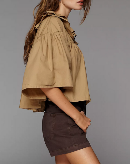 Ruffle Collar Swing Top