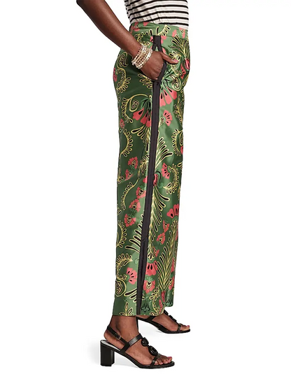 Printed multicolor straight-leg pants