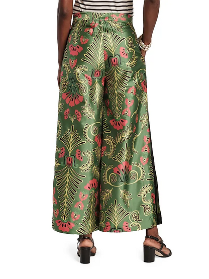 Printed multicolor straight-leg pants