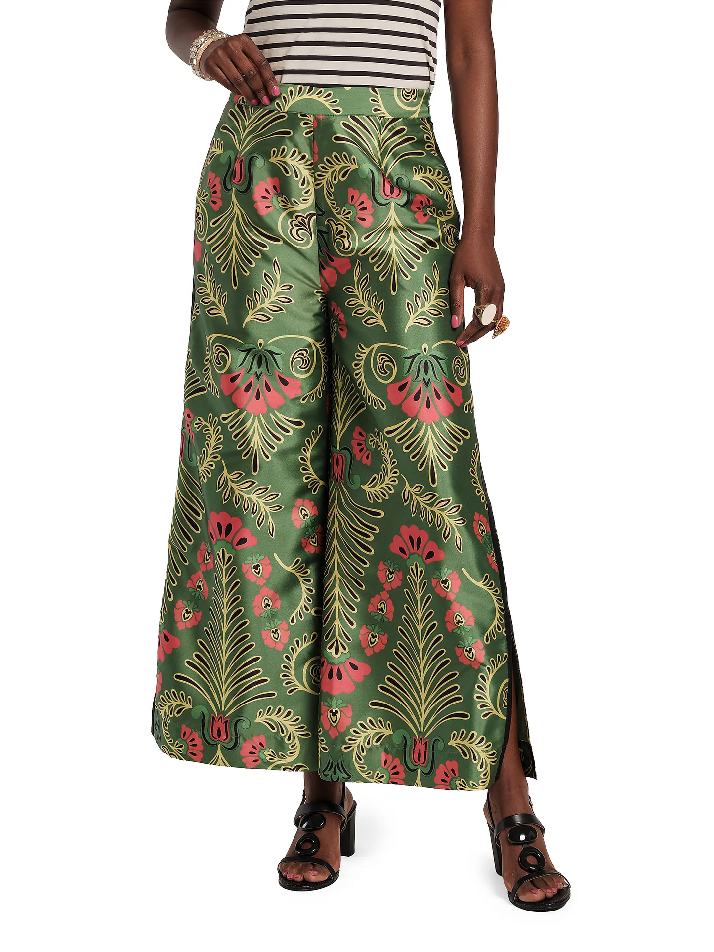 Printed multicolor straight-leg pants