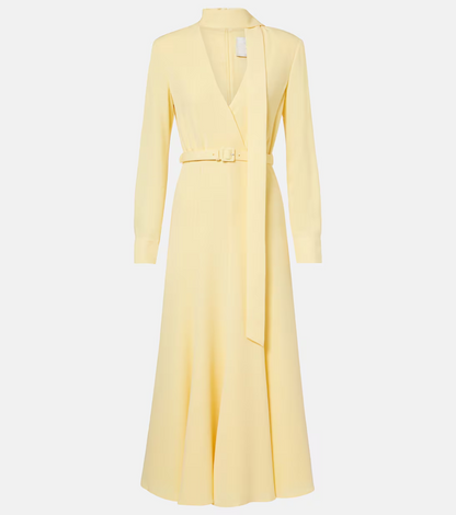 Belted cady midi dress