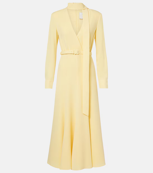 Belted cady midi dress