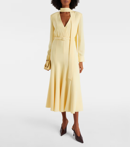Belted cady midi dress