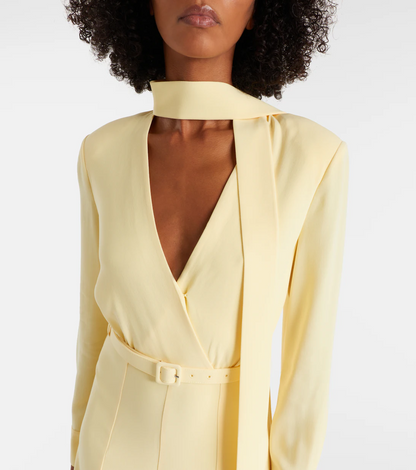 Belted cady midi dress