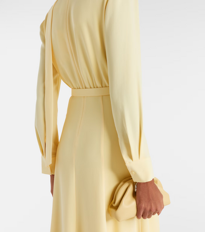 Belted cady midi dress