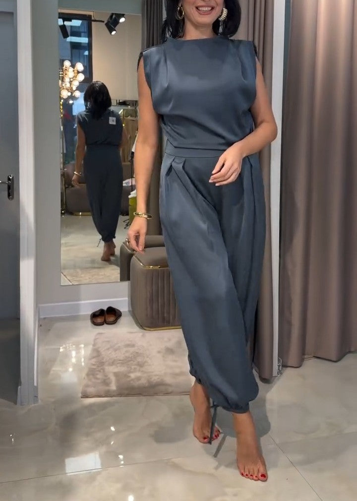 Silk Cool-Weave Wide-Leg Pants Set