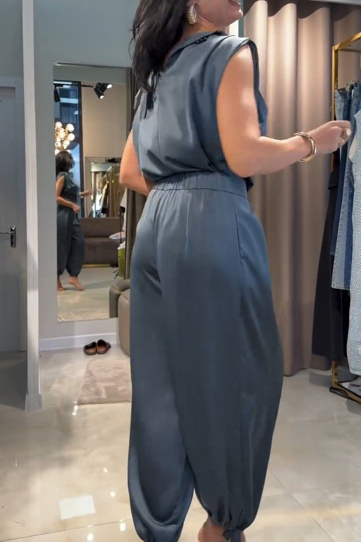 Silk Cool-Weave Wide-Leg Pants Set