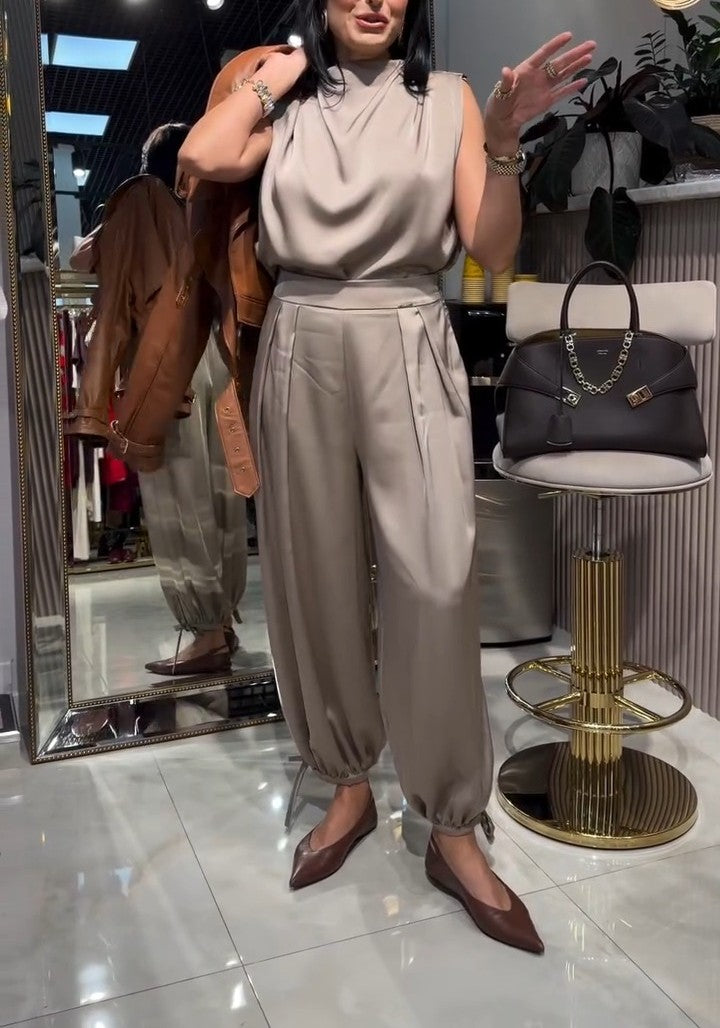 Silk Cool-Weave Wide-Leg Pants Set