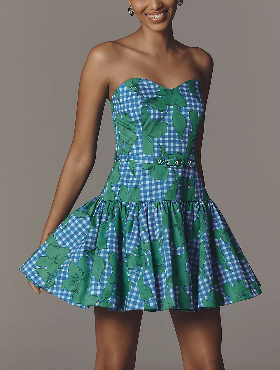 Strapless Belted Mini Dress
