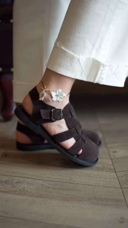 Leather barefoot fisherman sandals